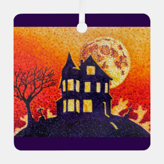 Pointillism Halloween Metalen Ornament