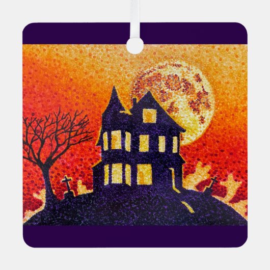 Pointillism Halloween Metalen Ornament (Voorkant)