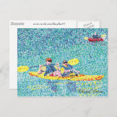 Pointillism kayak-scène op de rivier briefkaart (Voorkant / Achterkant)
