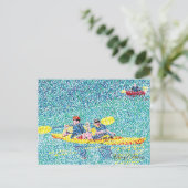 Pointillism kayak scène, van Cheryl Paton, briefka Briefkaart (Staand voorkant)