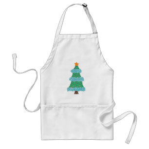 Pointillism kerstboom, blauwe tuinaprons standaard schort