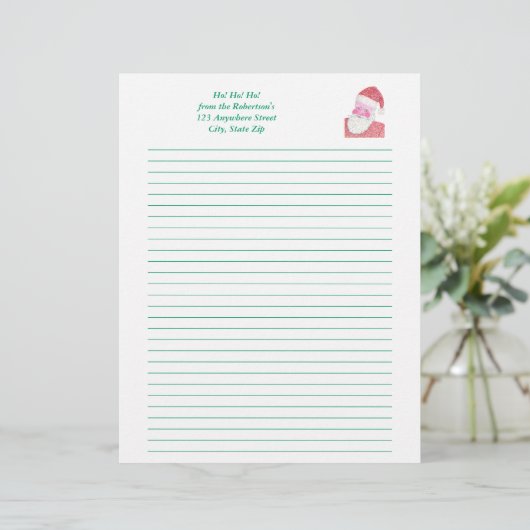 Pointillism Santa Claus kerstbriefterhead Briefhoofd Ontwerp (Staand voorkant)