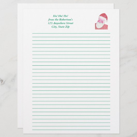 Pointillism Santa Claus kerstbriefterhead Briefhoofd Ontwerp (Voorkant / Achterkant)