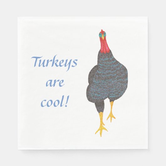Pointillism Turkeys zijn Cool Thanksgiving Napkins Servet (Voorkant)