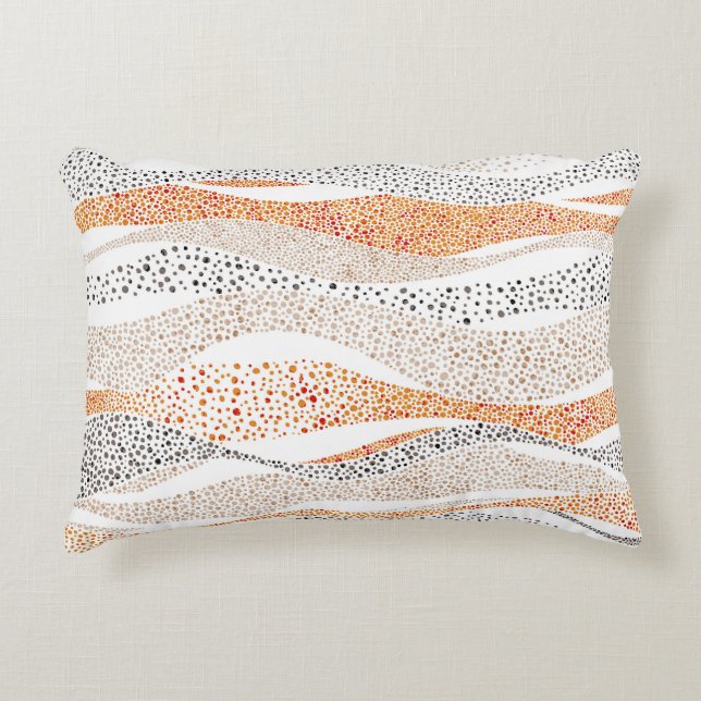 Pointillism Wavy Polka: Schattige Doodle Textiel Accent Kussen (Voorkant)