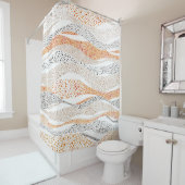 Pointillism Wavy Polka: Schattige Doodle Textiel Douchegordijn (In situ)