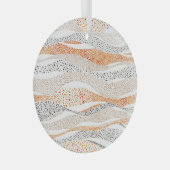 Pointillism Wavy Polka: Schattige Doodle Textiel Glas Ornament (Voorkant Rechts)