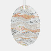Pointillism Wavy Polka: Schattige Doodle Textiel Glas Ornament (Voorkant links)