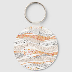 Pointillism Wavy Polka: Schattige Doodle Textiel Sleutelhanger
