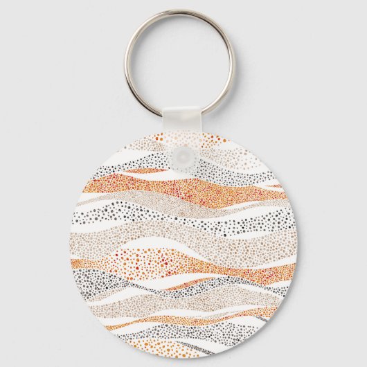 Pointillism Wavy Polka: Schattige Doodle Textiel Sleutelhanger (Voorkant)