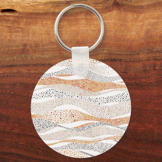 Pointillism Wavy Polka: Schattige Doodle Textiel Sleutelhanger (Voorkant)