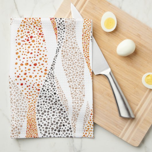 Pointillism Wavy Polka: Schattige Doodle Textiel Theedoek (Quarter Fold)