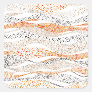 Pointillism Wavy Polka: Schattige Doodle Textiel Vierkante Sticker