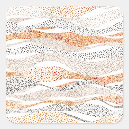 Pointillism Wavy Polka: Schattige Doodle Textiel Vierkante Sticker (Voorkant)