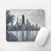Pointillisme Chicago Skyline Muismat (Met muis)
