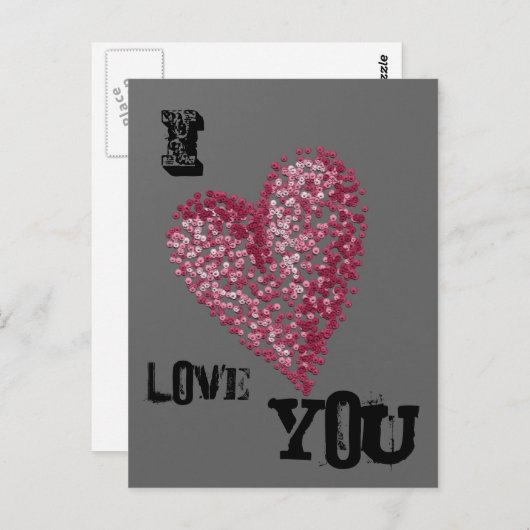 Pointillisme Hart Briefkaart (Voorkant / Achterkant)