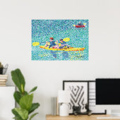 Pointillisme kano scène, op een rivier Posters (Thuiskantoor)