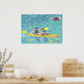 Pointillisme kano scène, op een rivier Posters (Keuken)