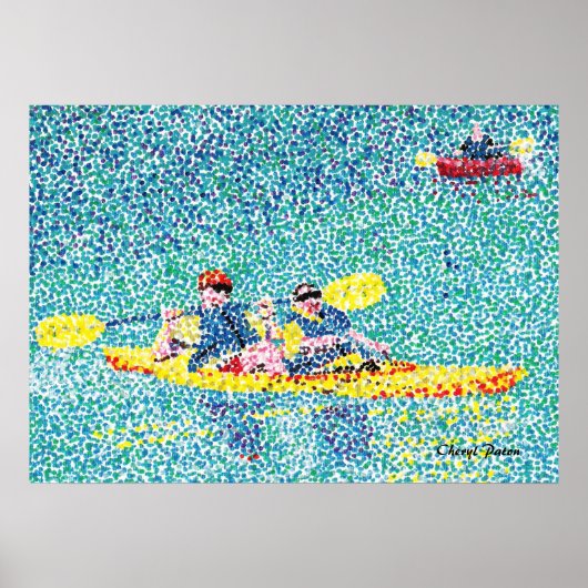 Pointillisme kano scène, op een rivier Posters (Voorkant)