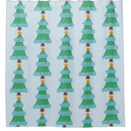 Pointillisme kerstbomen — gordijnen