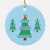Pointillisme kerstbomen op blauw, Ornamenten (Voorkant)