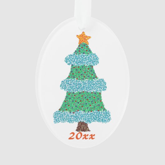 Pointillisme Kerstboomjaar 20xx Ornamenten (achterkant)