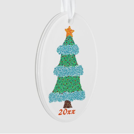 Pointillisme Kerstboomjaar 20xx Ornamenten (voorkant)