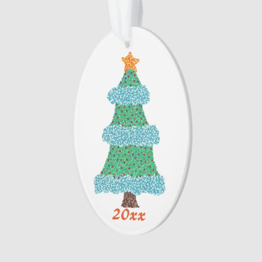 Pointillisme Kerstboomjaar 20xx Ornamenten (voorkant)