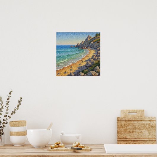 Pointillisme Kustlandschap Poster (Keuken)