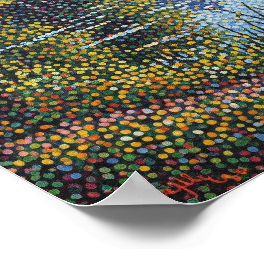 Pointillisme Lake Landscape Poster (Hoek)