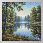Pointillisme Lake Landscape Poster (Voorkant)