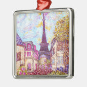 Pointillisme landschap van de Eiffeltoren in Parij Metalen Ornament (Links)