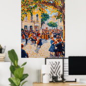 Pointillisme Orchestra Performing Outdoors Poster (Thuiskantoor)