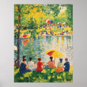 Pointillisme Park Scene met levendige zomerkleuren Poster (Voorkant)