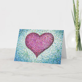 Pointillisme Roze Hart Wenskaart Kaart