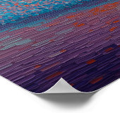 Pointillisme Strand Zonsondergang met Dravend Paar Poster (Hoek)