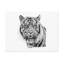 Pointillisme Tijger Kop Zwart & Wit Natuur Kunst