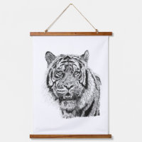 Pointillisme Tijger Kop Zwart & Wit Natuur Kunst