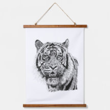 Pointillisme Tijger Kop Zwart & Wit Natuur Kunst