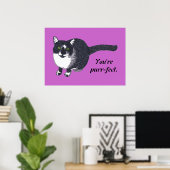 Pointillisme Tuxedo Cat Uw bericht Posters (Thuiskantoor)