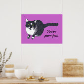 Pointillisme Tuxedo Cat Uw bericht Posters (Keuken)