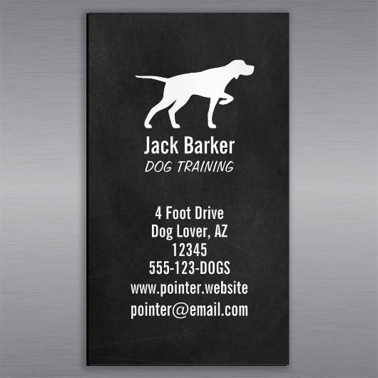 Pointing Pointer Dog Silhouette Chalkboard Style B Magnetisch Visitekaartje