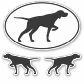 Pointing Pointer Dog Silhouettes Vinylsticker Set Sticker (Voorkant)