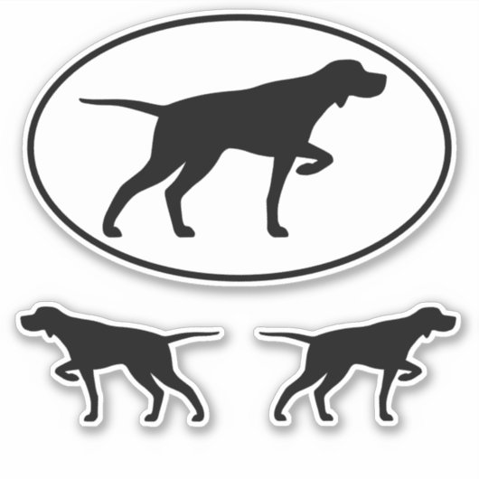 Pointing Pointer Dog Silhouettes Vinylsticker Set Sticker (Voorkant)
