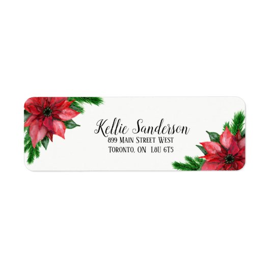 Pointsetta de Etiketten van het Adres van de Terug (Voorkant)