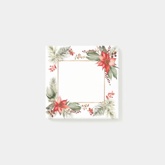 Pointsettia en de groenblijvende grens post-it® notes (Voorkant)