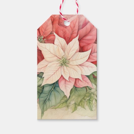 Pointsettia Flower Cadeaulabel (Voorkant)