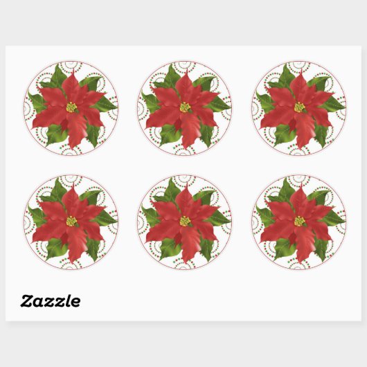 Pointsettia Kerstcupcake Stickers (Vel)