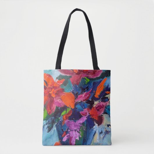 Pointsettia & Snowman Canvas tas (Voorkant)