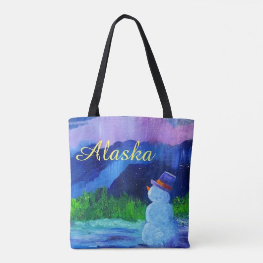 Pointsettia & Snowman Canvas tas (Achterkant)